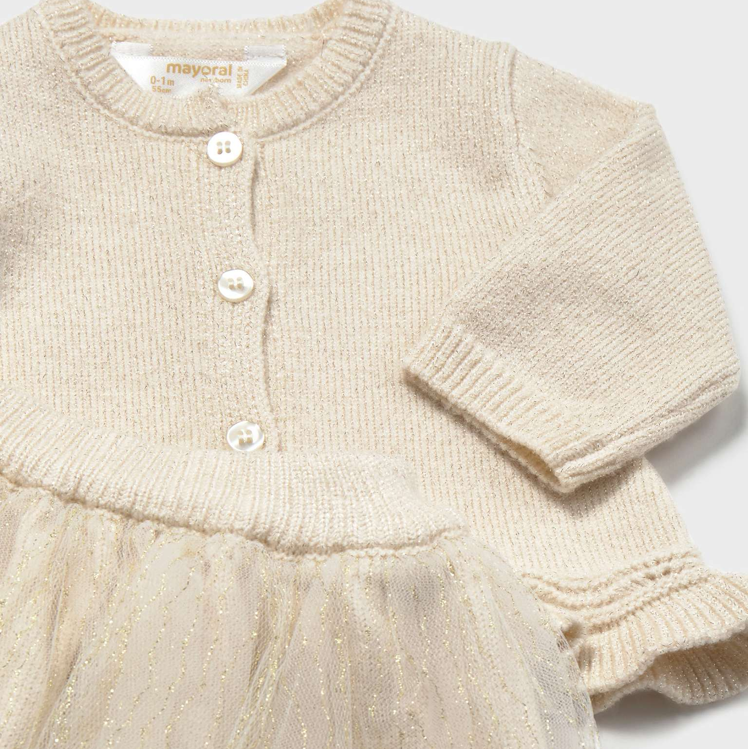 Champagne Tulle Knit Skirt Set