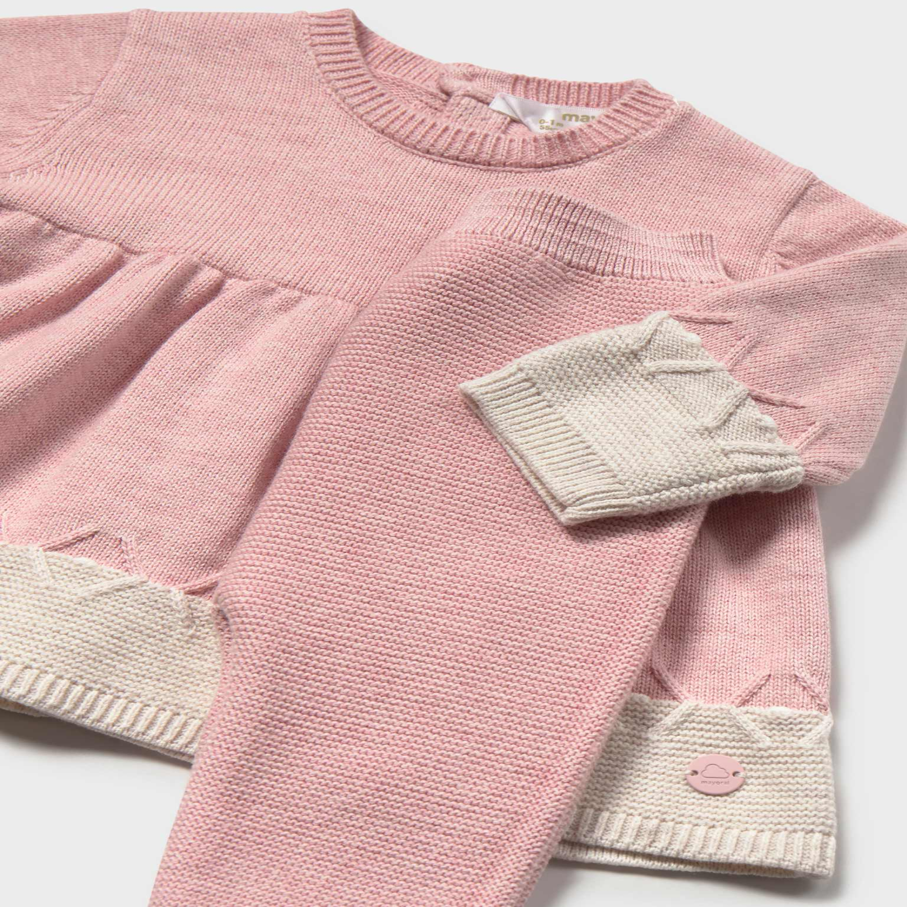 Pink Cream Knit Sweater Set