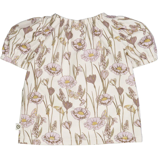 Orchid Crocus Print Puff Sleeve Top