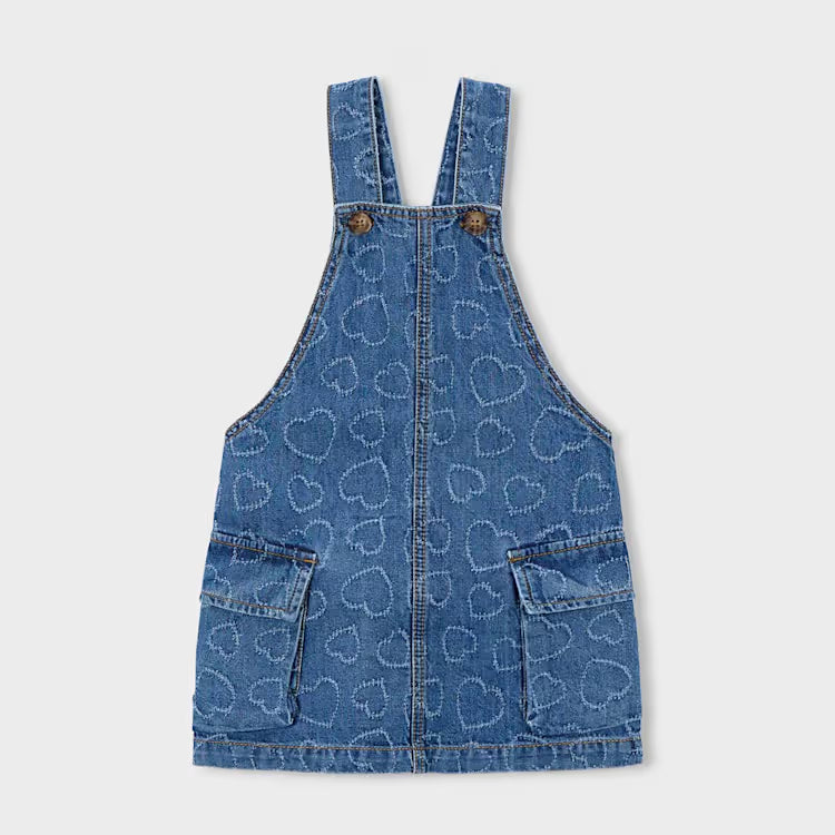 Hearts Denim Skirt Overalls