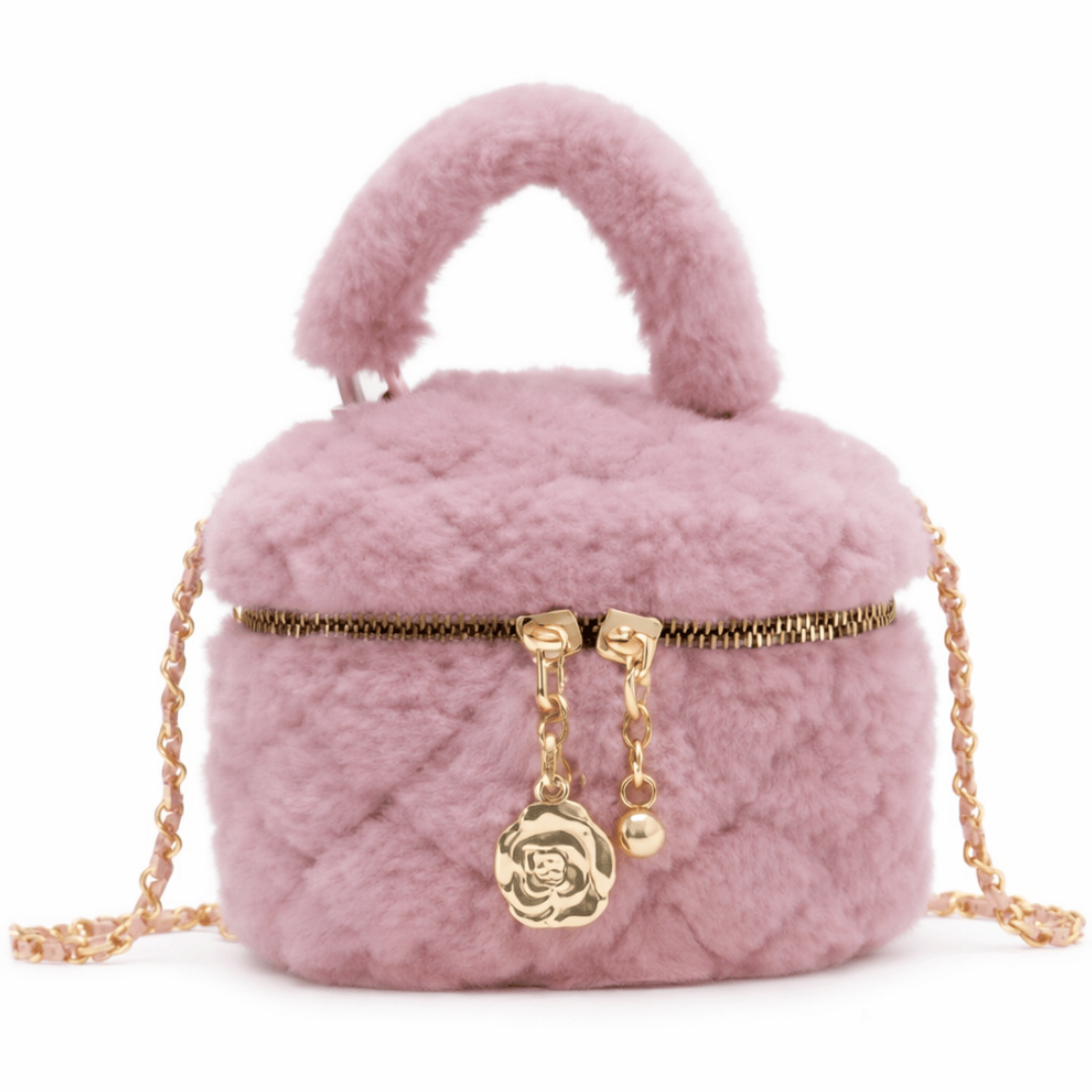 Blush Fuzzy Quilted Purse