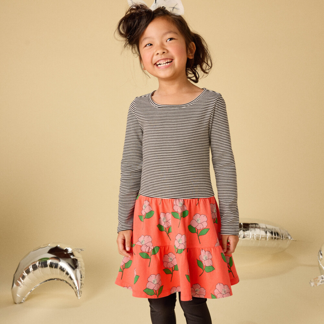 Winter Camellia Tiered Skirted Twirl Dress