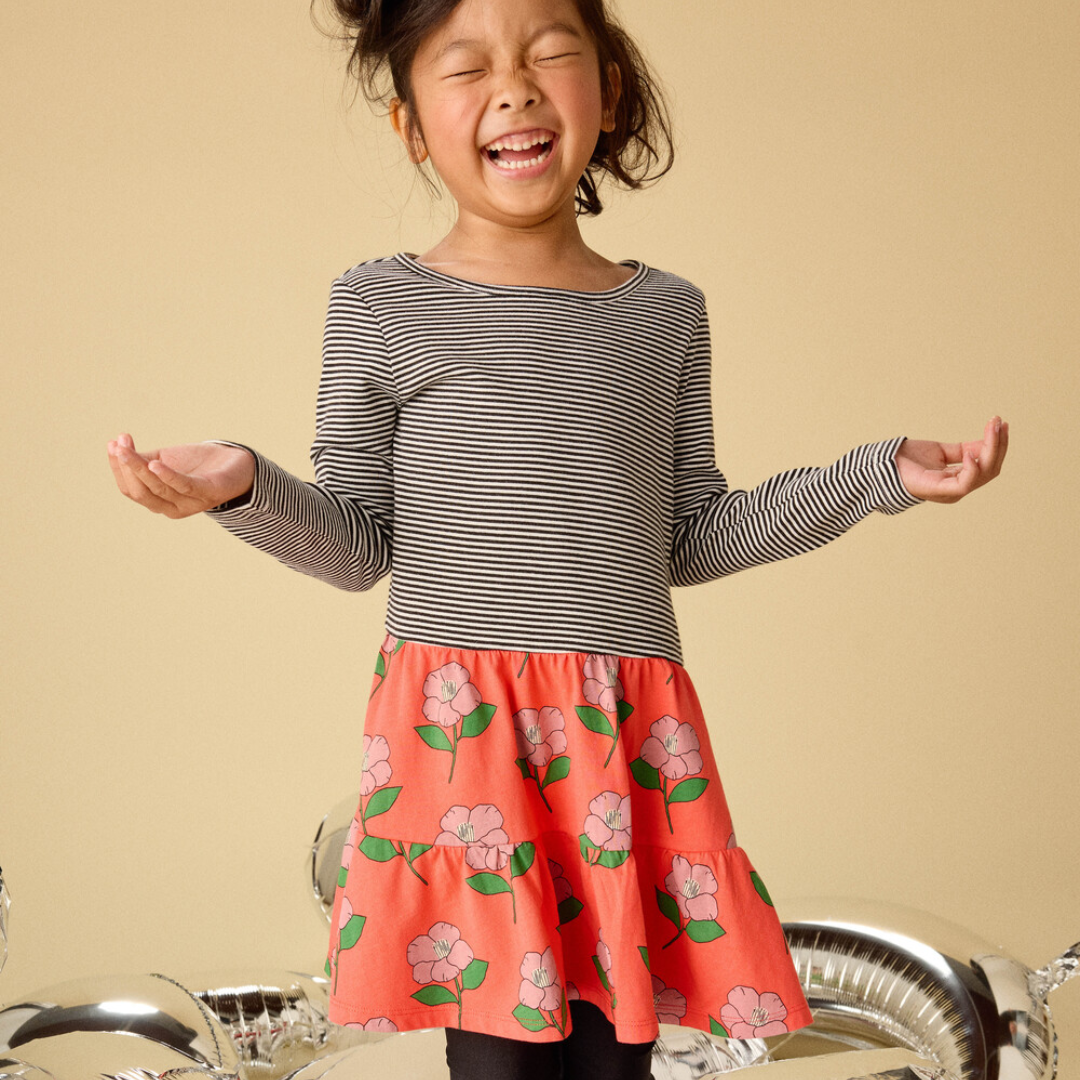 Winter Camellia Tiered Skirted Twirl Dress