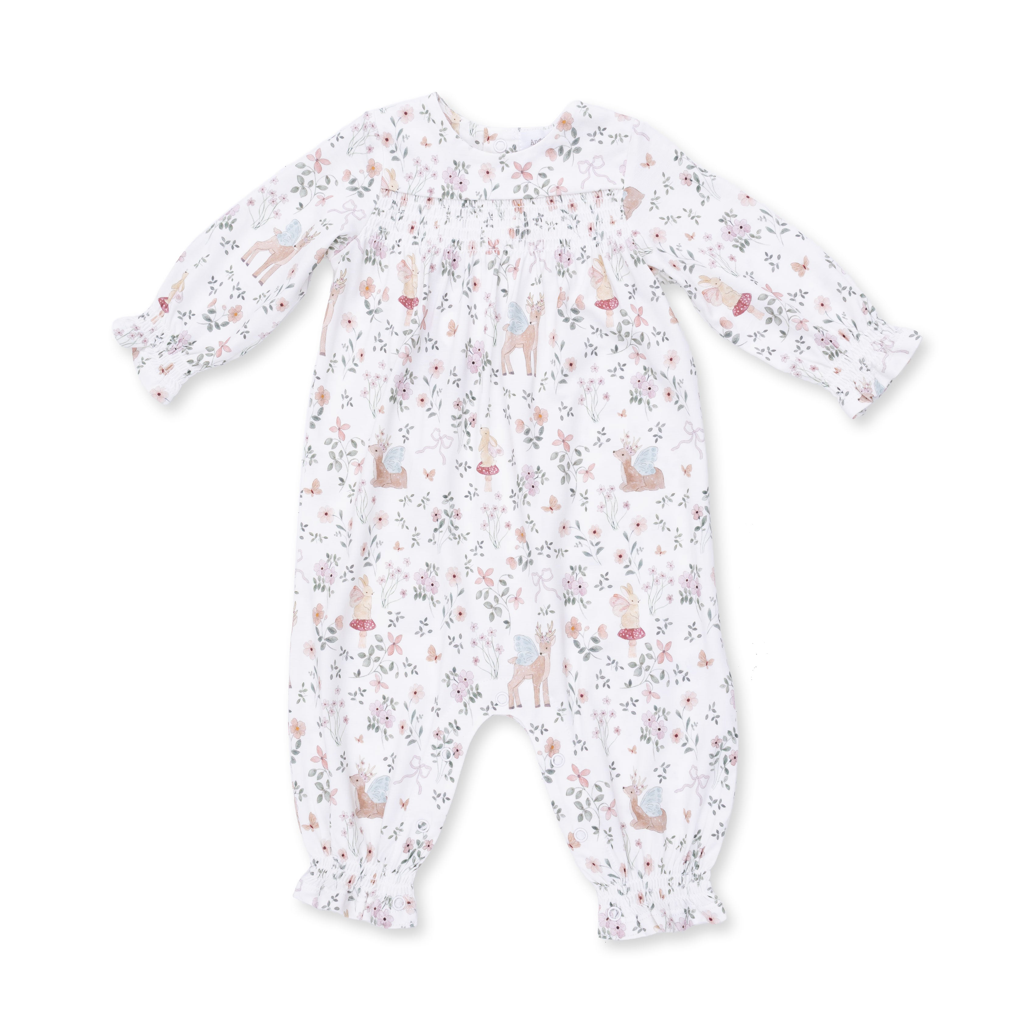Enchanted Woodland Smocked Long Sleeve Romper