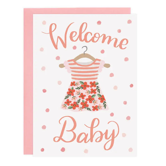 Pink Dress Welcome Baby Card