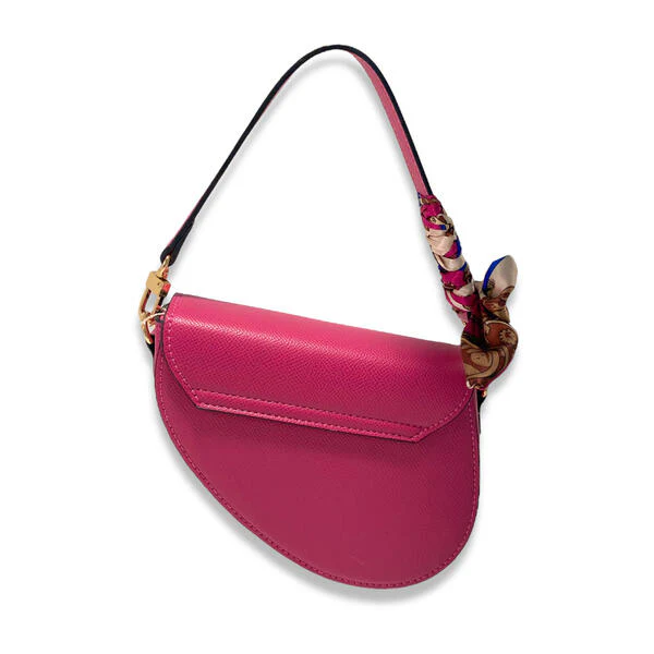 Mini Fuchsia Saddle Purse with Scarf