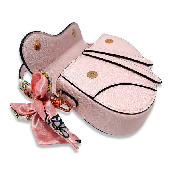 Large Pink Saddle Purse with Scarf