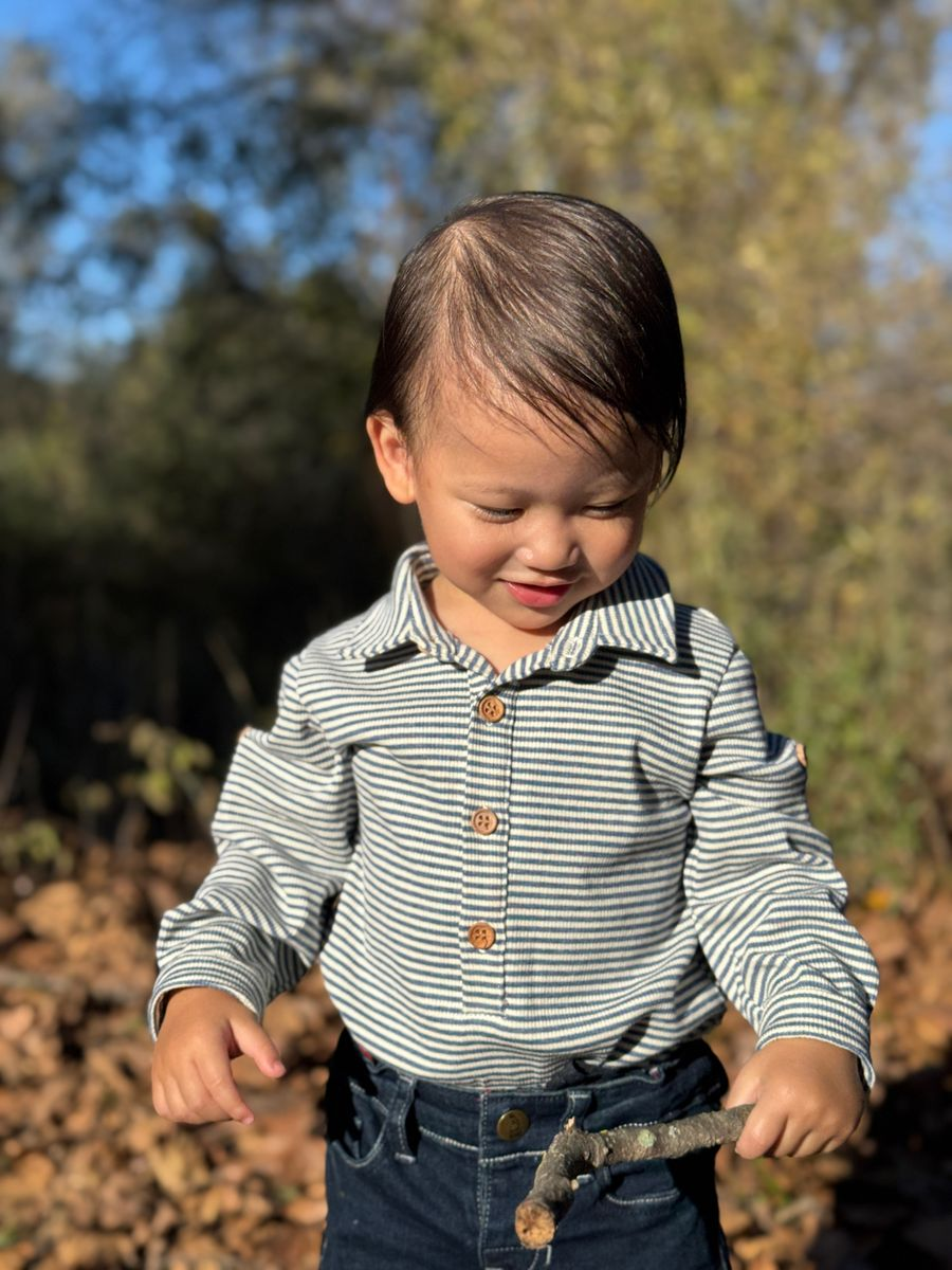 Ribbed Stripe Ripley Polo Onesie