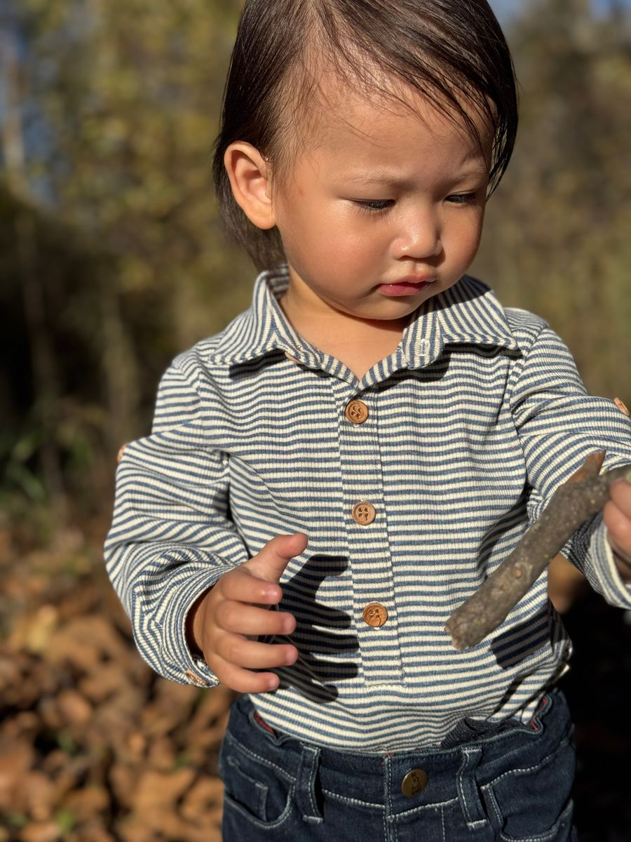 Ribbed Stripe Ripley Polo Onesie