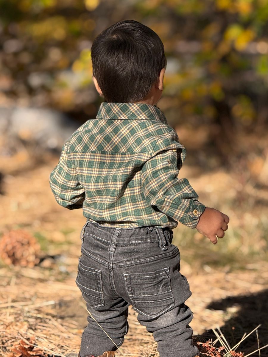 Washed Plaid Jasper Woven Onesie