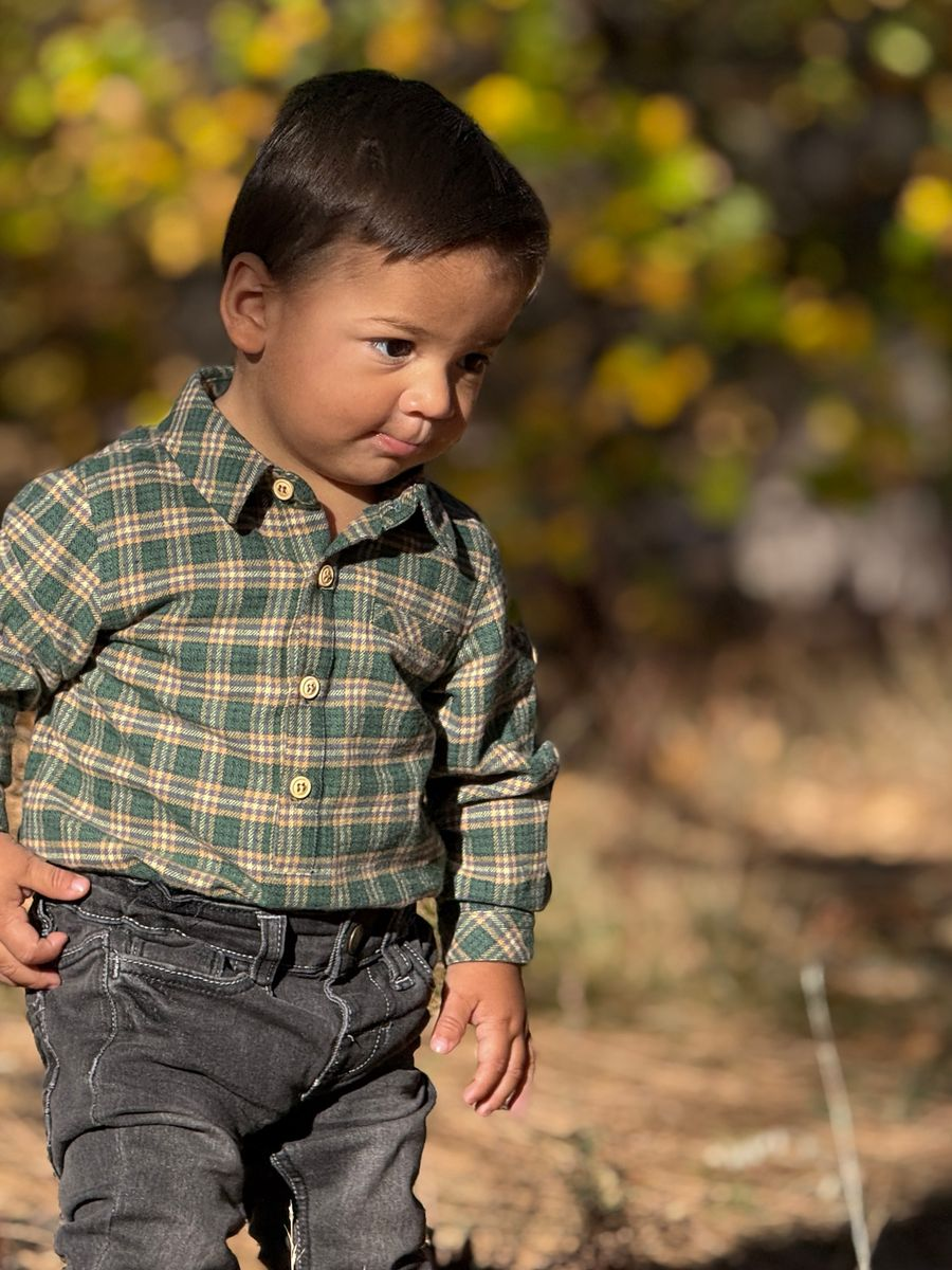 Washed Plaid Jasper Woven Onesie