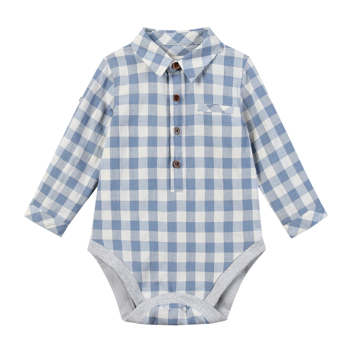 Blue and White Plaid Jasper Woven Onesie