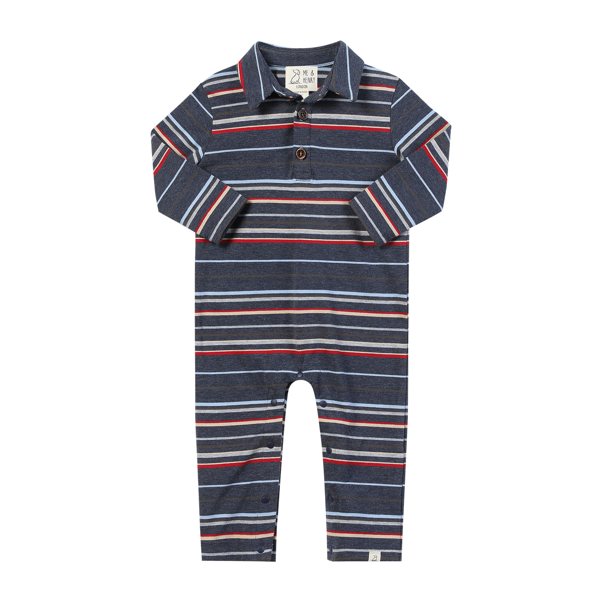Chambray Multi Stripe Kingston Polo Romper