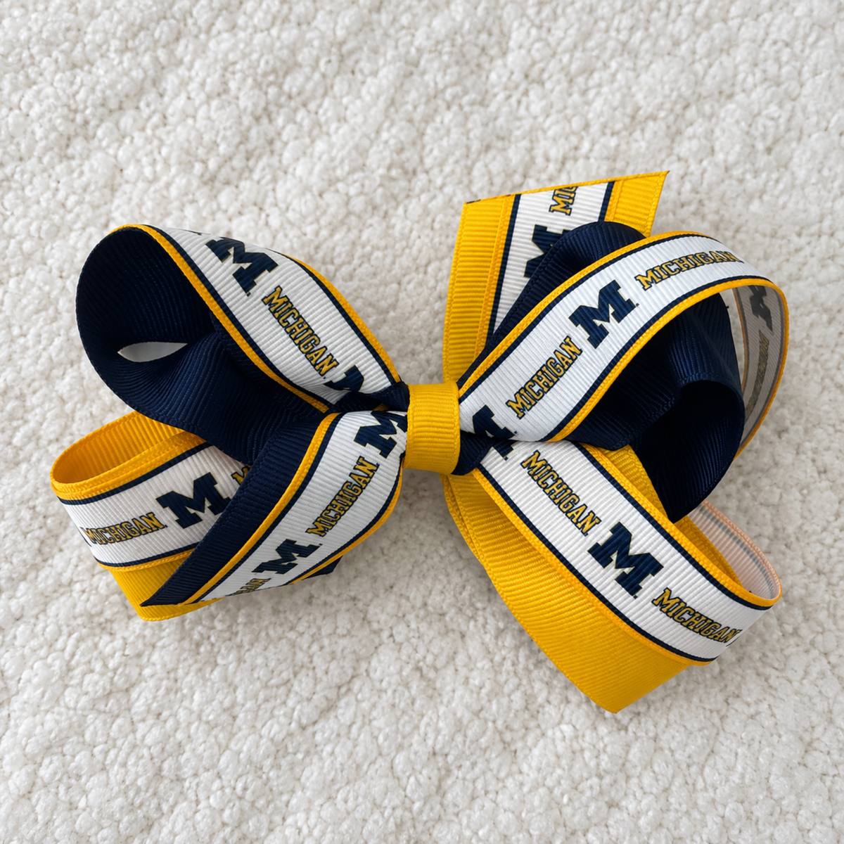 Michigan Large Two Toned Logo Overlay Bow