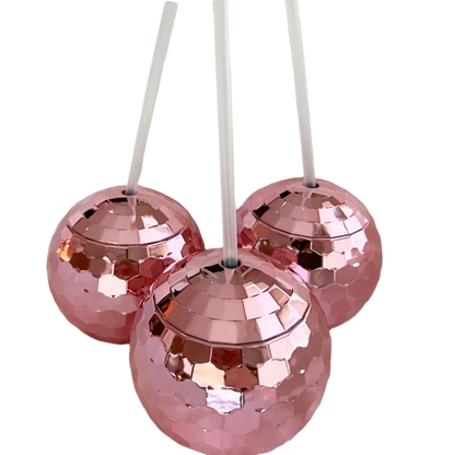 Disco Ball Cup with Clear Straw (2 Colors Available)