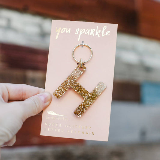 Glitter Letter Keychain - H