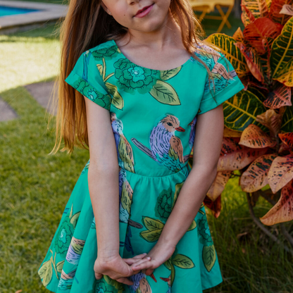 Lilac Breasted Roller Button Back Skirted Dress