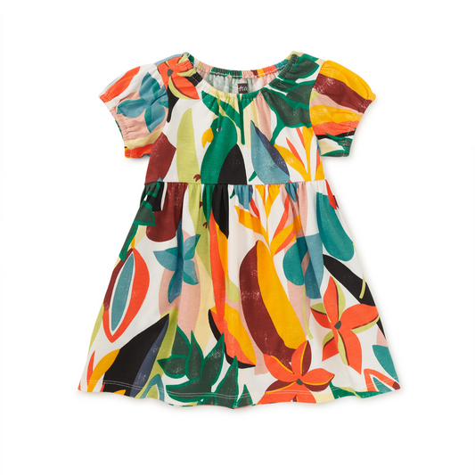 Parakeet Tropicalia Puff Sleeve Empire Dress (Baby)