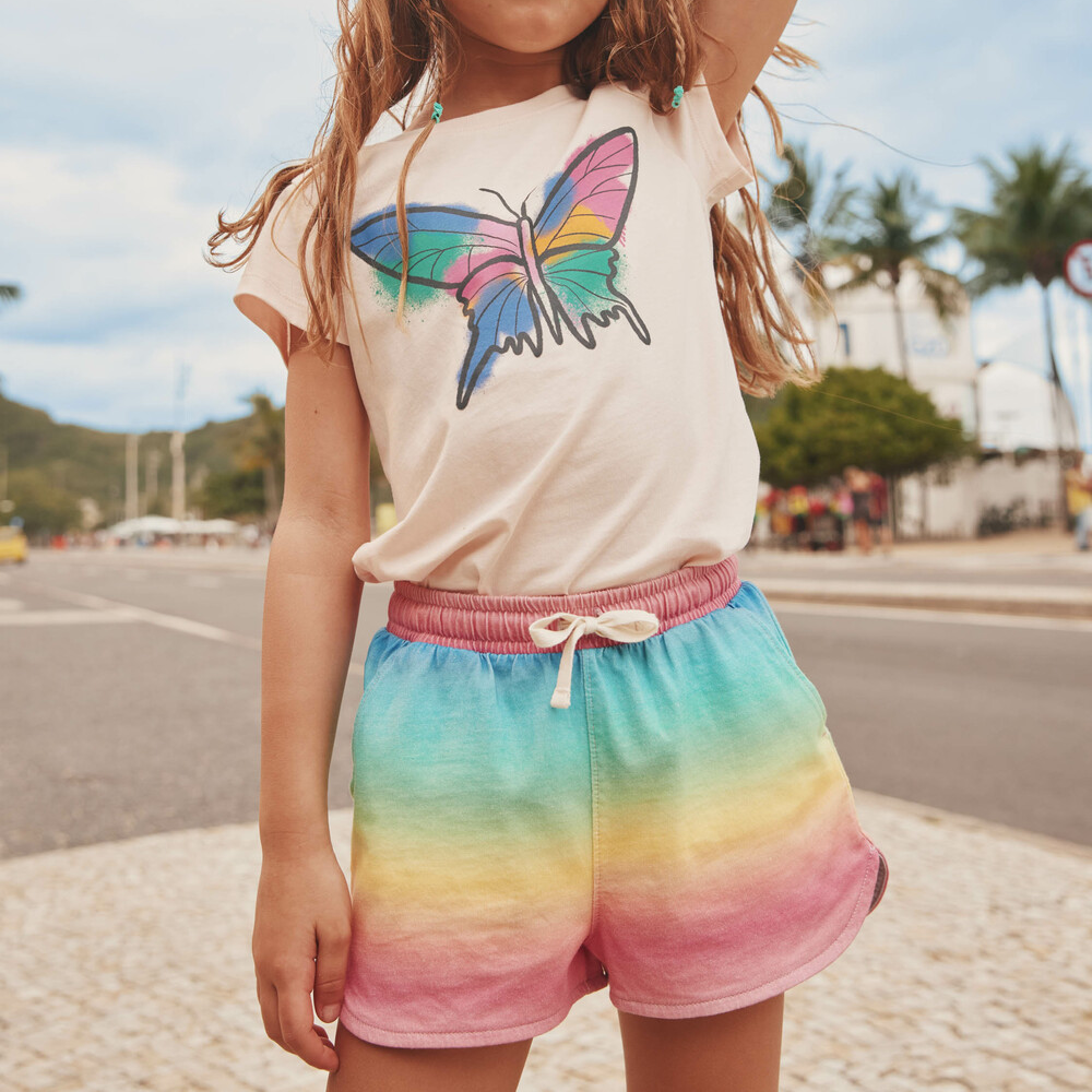 Rio De Janiero Rainbow Tie Waist Shorts