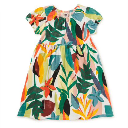 Parakeet Tropicalia Puff Sleeve Empire Dress