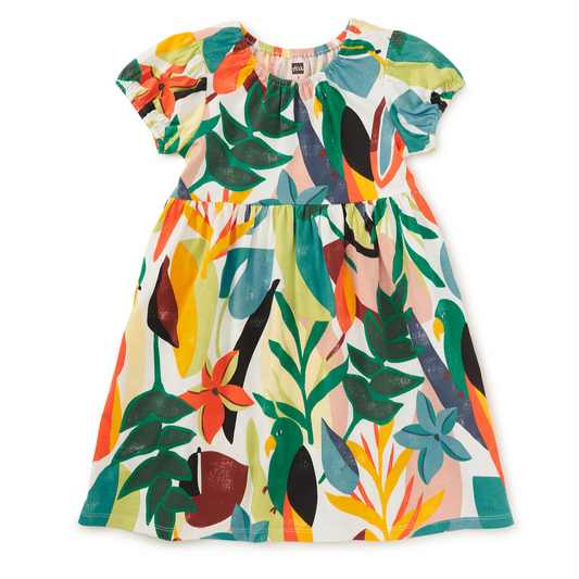 Parakeet Tropicalia Puff Sleeve Empire Dress