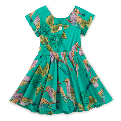 Lilac Breasted Roller Button Back Skirted Dress