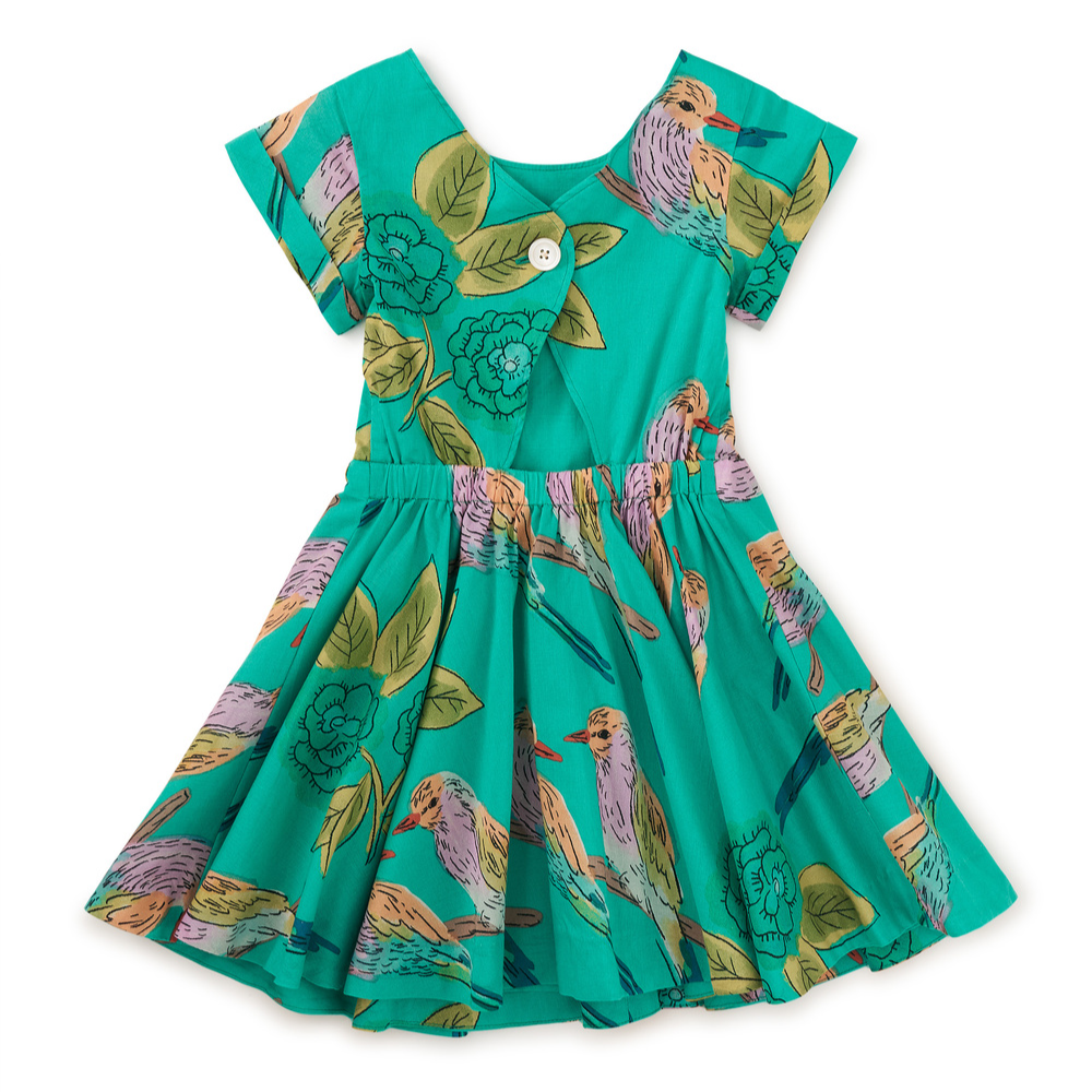 Lilac Breasted Roller Button Back Skirted Dress