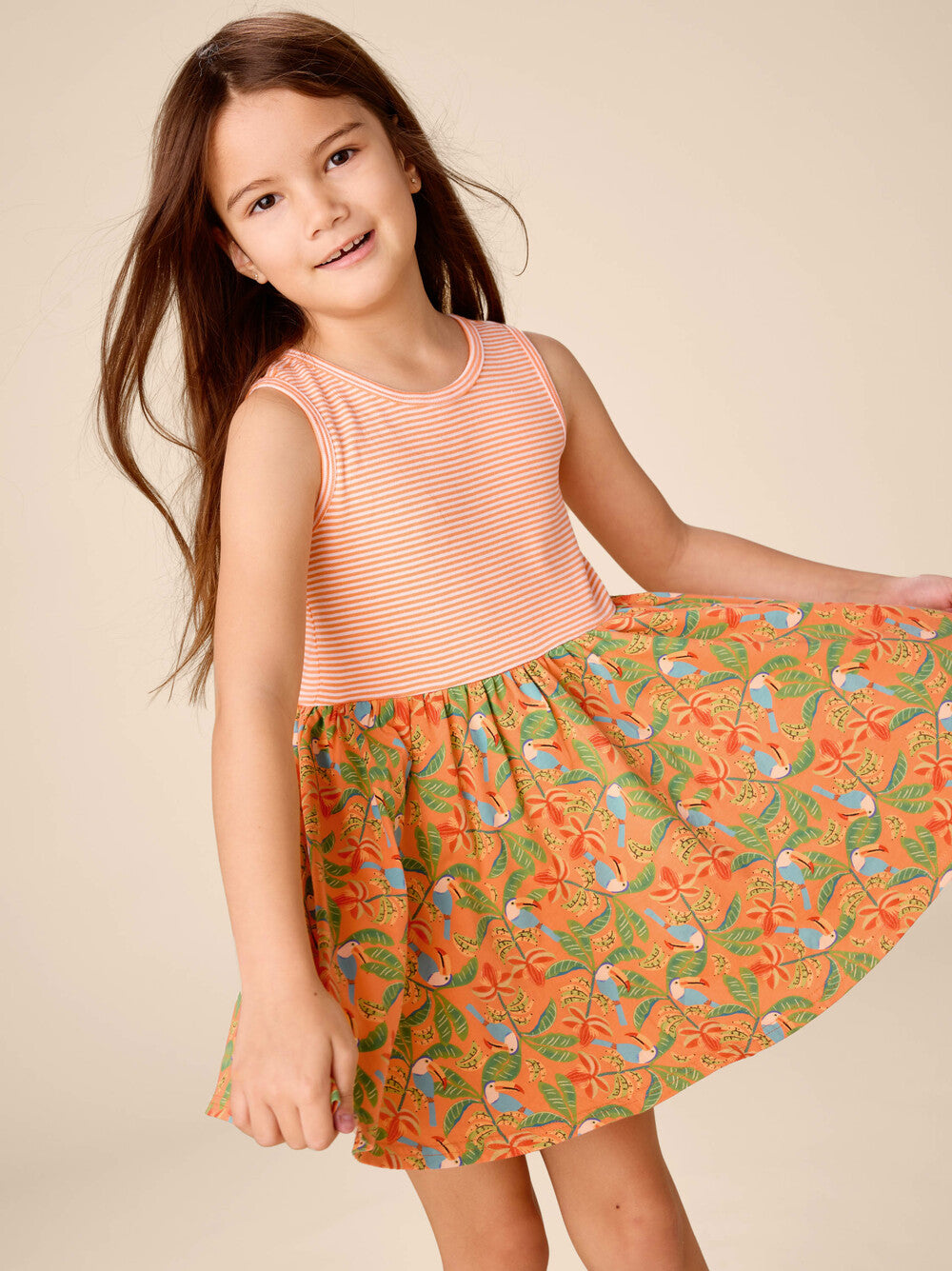 Print Mix Tank Skirted Dress