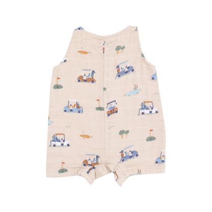 Golf Cart Cuties Oatmeal Shortie Romper