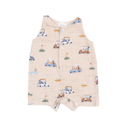 Golf Cart Cuties Oatmeal Shortie Romper