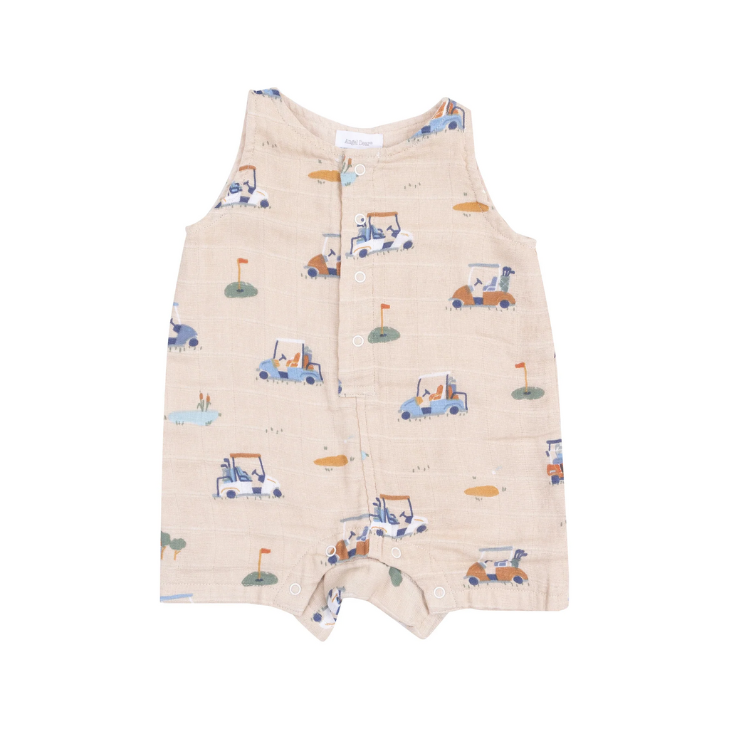 Golf Cart Cuties Oatmeal Shortie Romper