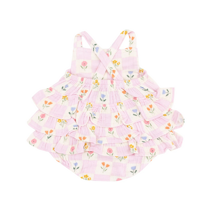 Floral Check Ruffle Sunsuit