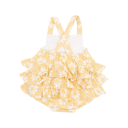 Yellow Mod Daisy Ruffle Sunsuit