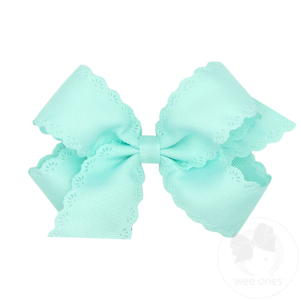 Mint Green Eyelet Medium Grosgrain Bow