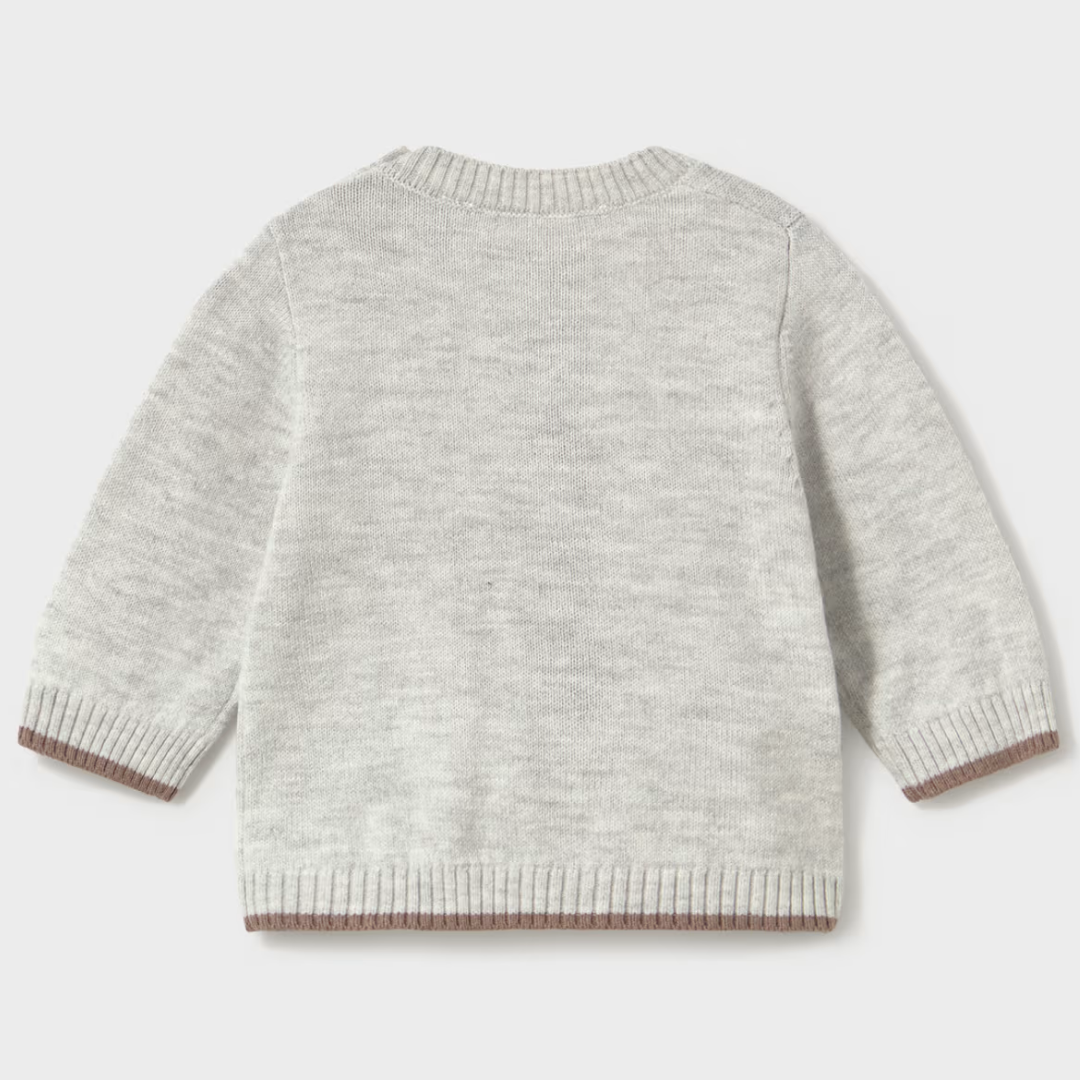 Steam Melange Newborn Boy Jacquard Sweater