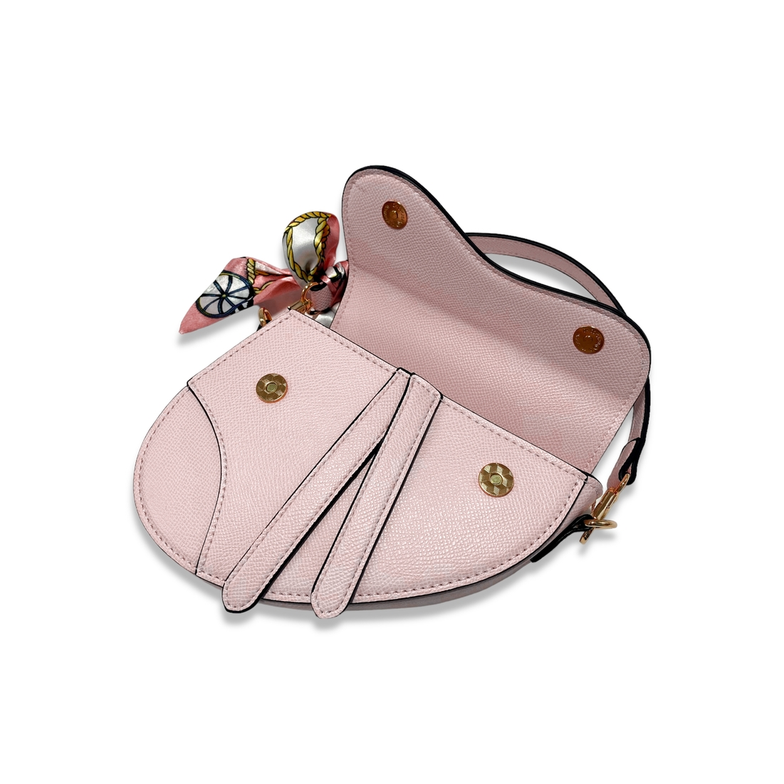 Mini Pink Saddle Purse with Scarf