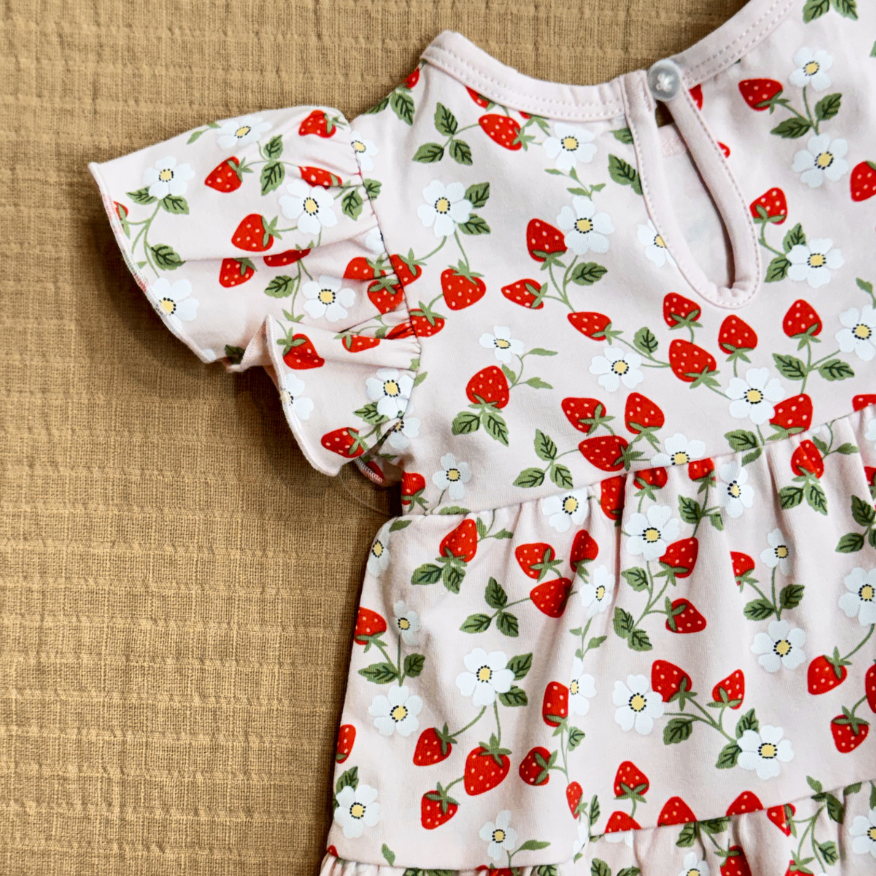 Strawberry Flutter Bodysuit and Bow Set