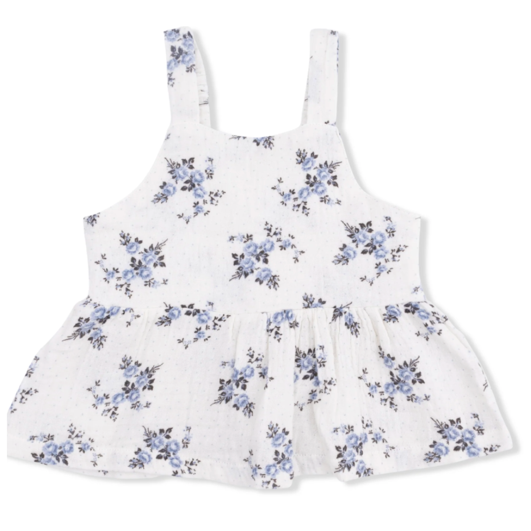 Belle Rosette Dot Peplum Tank with Smocked Waist Pant