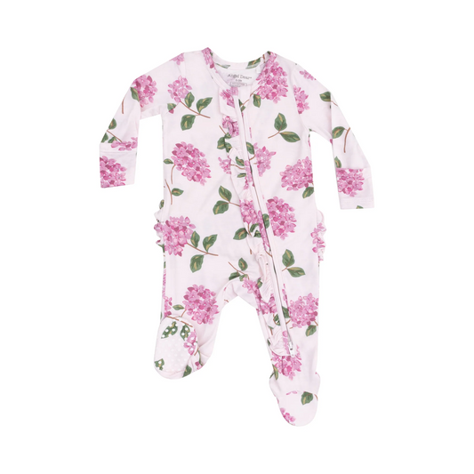 Hydrangeas Ruffle Zipper Footie