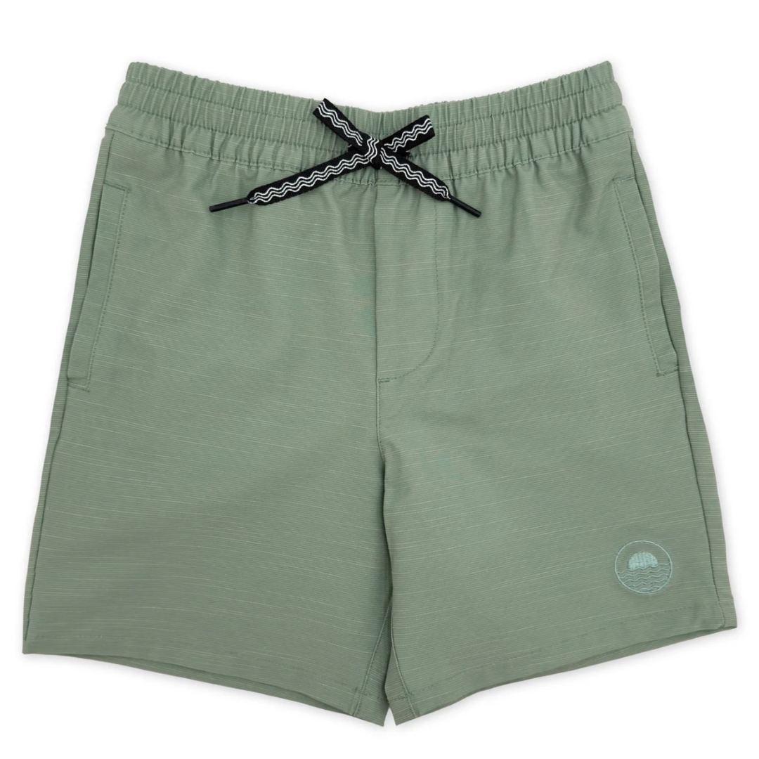 Buckle Up Hybrid Short in Mineral Green