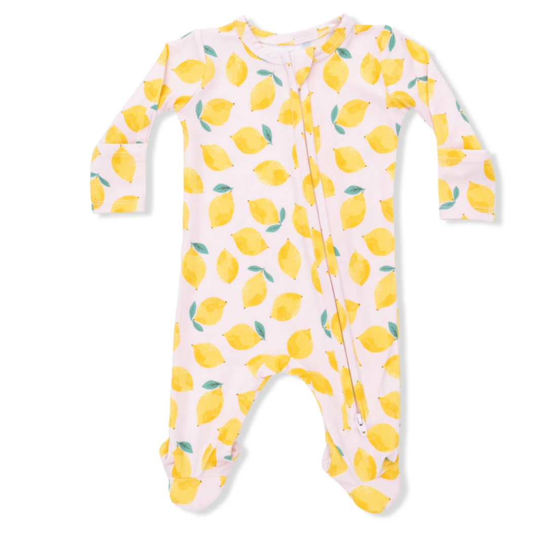 Sunny Lemons Zipper Footie