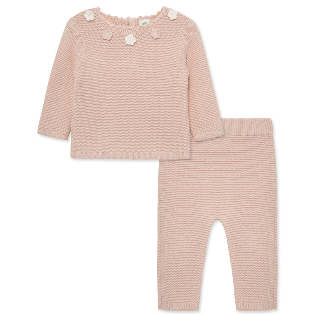 Pink Crochet Sweater Set
