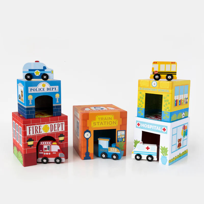 Stackables Nested Cardboard Toys & Cars Set: Busy City