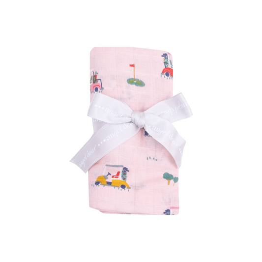 Golf Cart Cuties Pink Swaddle Blanket