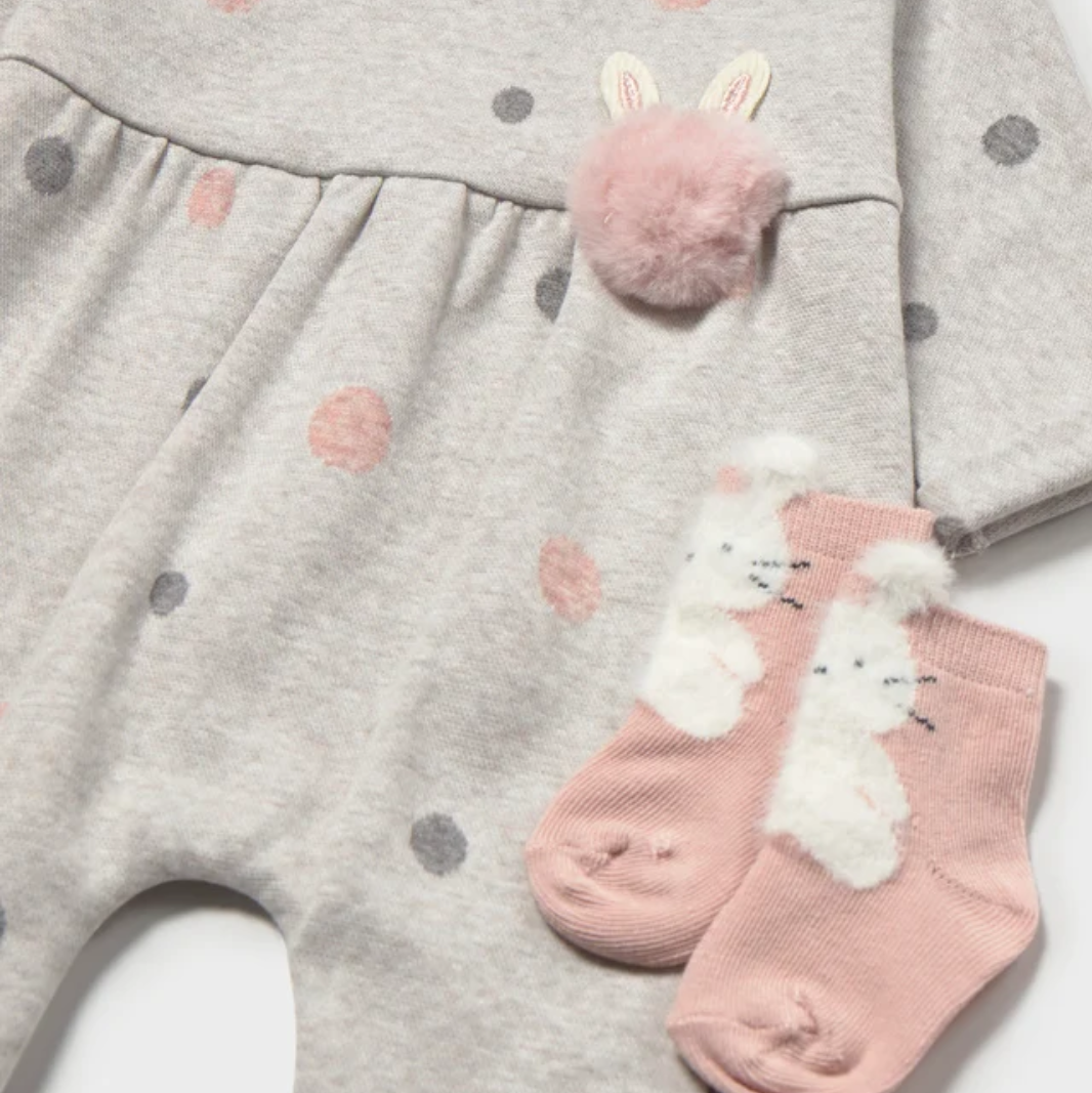Puff Bunny Romper with Socks
