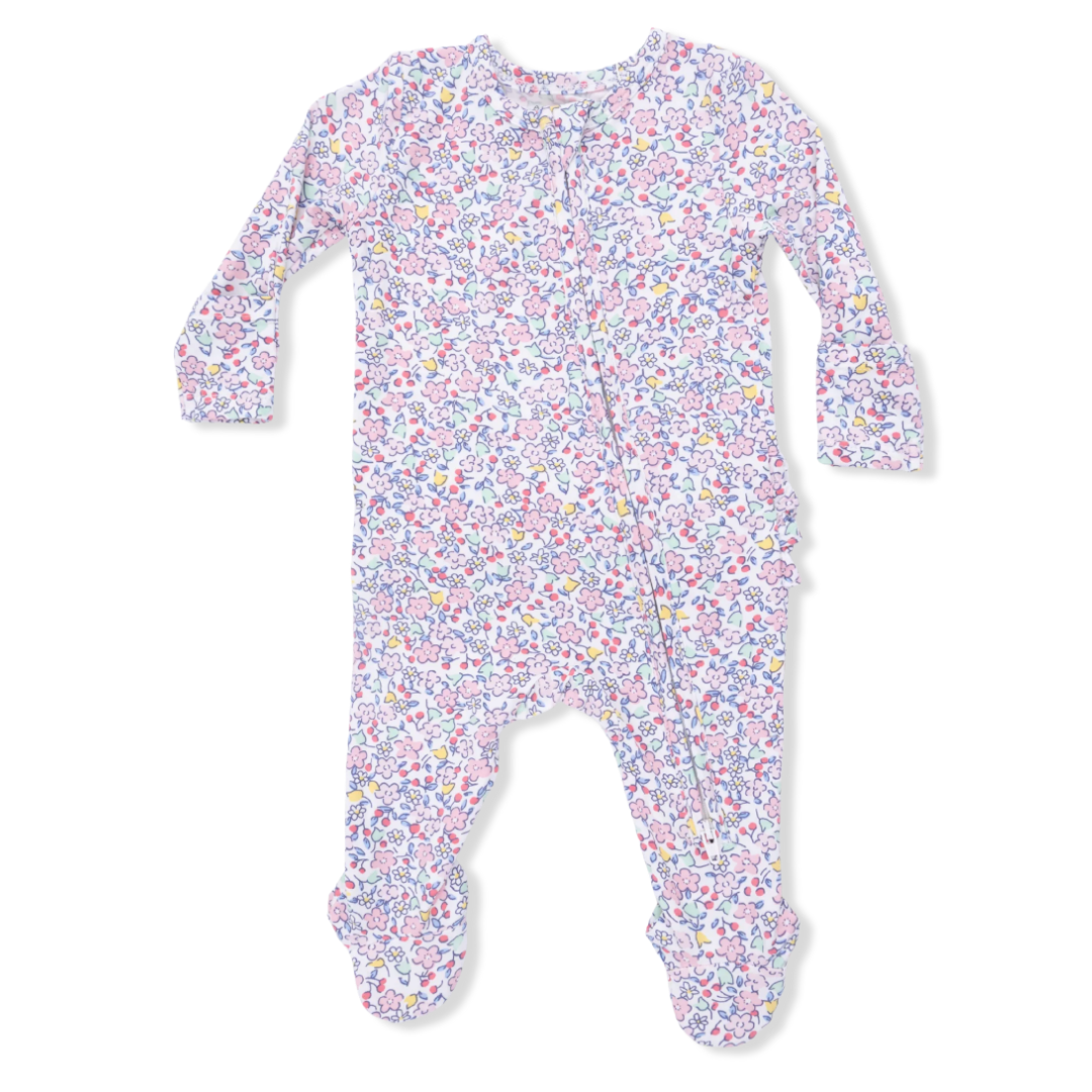 Elizabeth's Garden Ruffle Back Zipper Footie