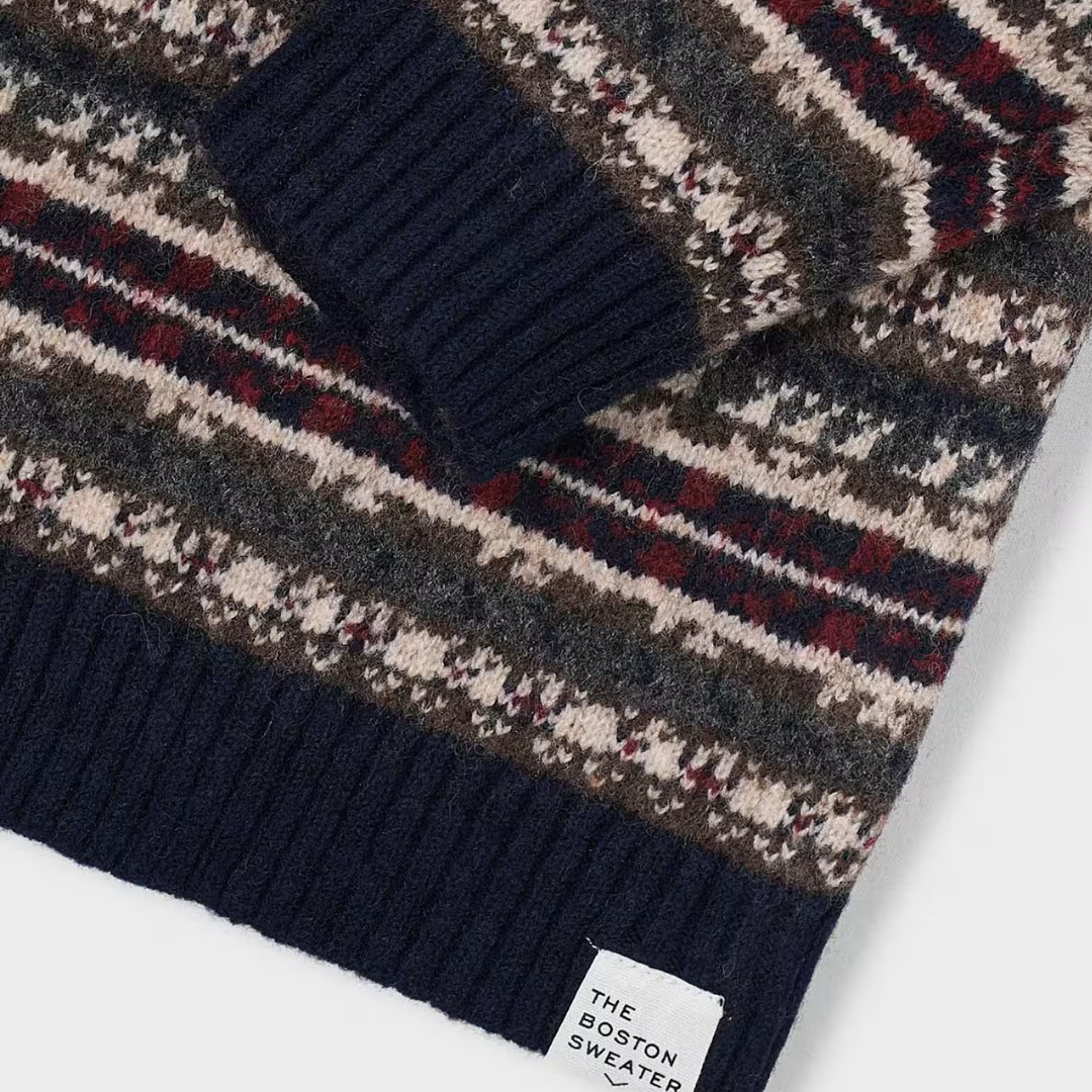 Navy Boston Kids Jacquard Sweater