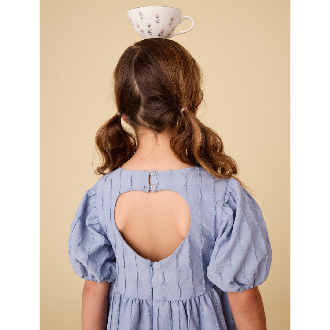 Seal Grey Pleated Heart Back Dress