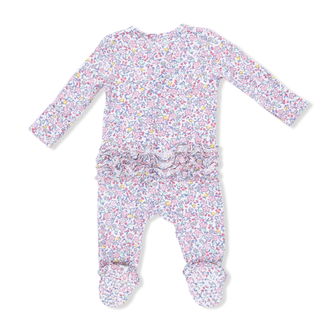 Elizabeth's Garden Ruffle Back Zipper Footie