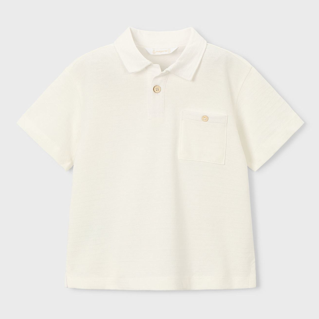 Cream Short Sleeve Boys Polo
